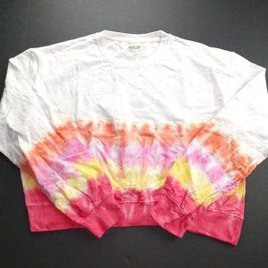 Bloom + Pop Women's Cropped Sweatshirt Size Medium Yellow Mirage Tie Dye Top